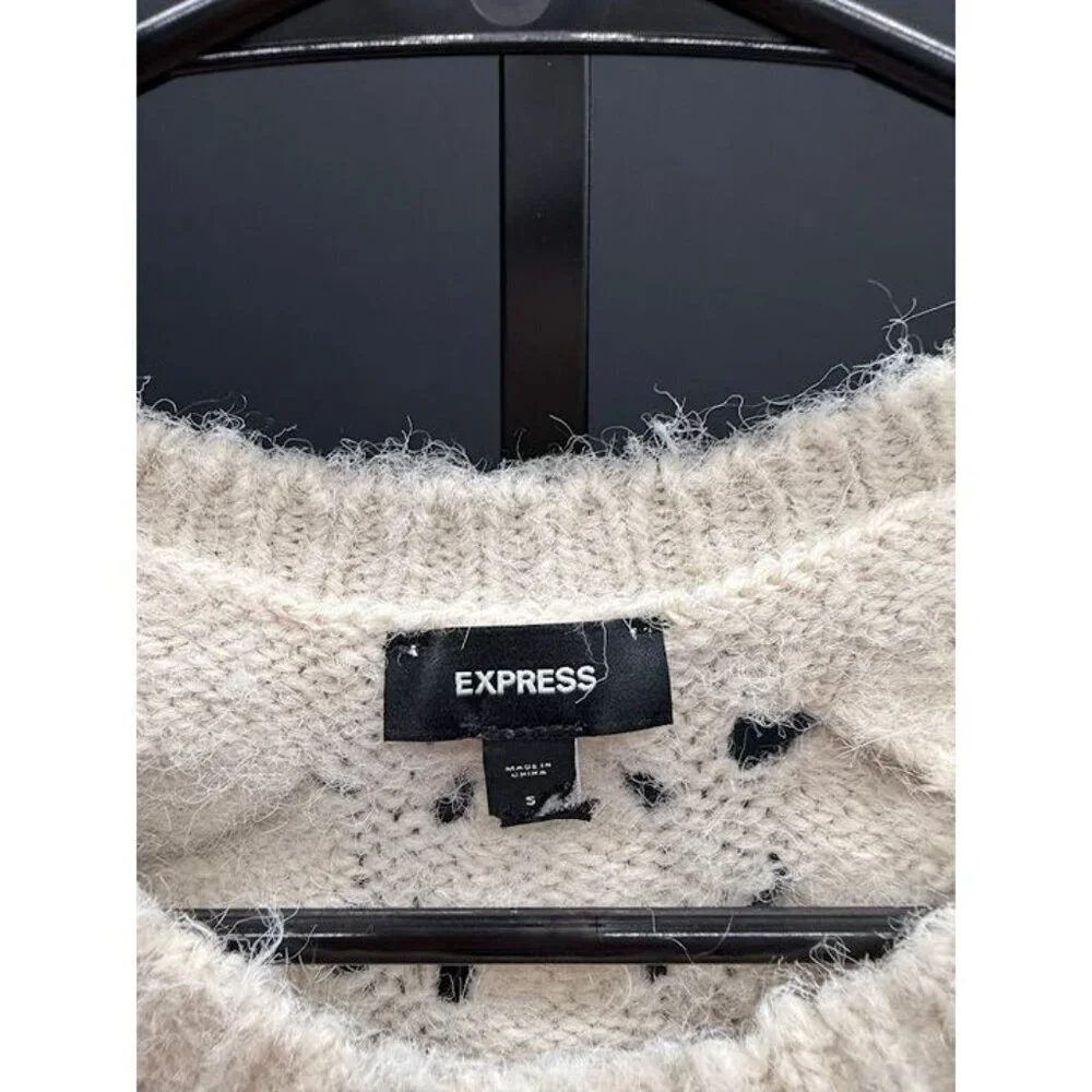 Express Cable Knit Short Sleeved Wool Blend Sweater